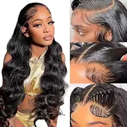 ANNELBEL Density:13*6cm Lace Front Wig,Human Hair Wig with Pre Hairline HD Lace Front Wigs with 250 Degree Body Wave Human Hair