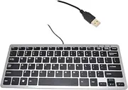 iKKEGOL Mini USB Slim Wired 78 Key Small Super Thin Compact Keyboard for Desktop Laptop PC Win 7 Mac (Silver + Black)