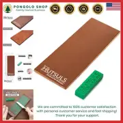 Dual-sided Brown Leather Knife Strop with Extra Fine Grit and Compound Included