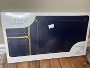 Wedgwood Lifestyle Made in England Placemats & Coasters Set - Navy W/Gold Trim