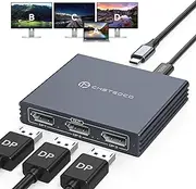 VEDINDUST USBC to DisplayPort Splitter for 3 Displays USB-C Thunderbolt Splitter 4K @ 60Hz with 3X DisplayPort 1.4 100W PD Supports MST and SST Modes MST Extended Display Only for Windows