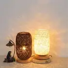 Creative Led Night Light Wooden Rattan Twine Bedside Lamp Table Lamp Gift