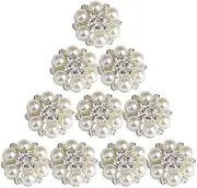 Buttons,Rhinestone Pearl Embellishments Artificial Pearl Flower Buttons Pearl Brooch Flatback Embellishments for Crafts Jewelry Making 10Pcs Home Craft Decoration