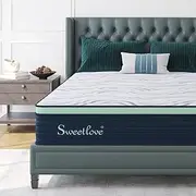 Sweetlove Queen Mattress, Medium Firm Gel Memory Foam Mattresses Strong Edge Support Motion Isolation Provides Cool Sleep Pressure Relief(Blue, Queen)