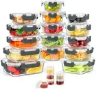 42pcs Glass Food Storage Containers with Lids Set, 21 & 21 Grey