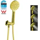 Round Hand Held Shower Head Hose Set Wall Connector Elbow Holder Brushed Gold