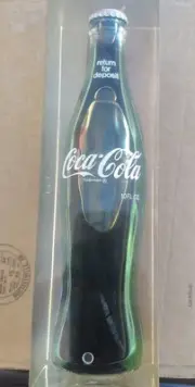 10 Oz. fluid Coke bottle encased lucite vintage Paperweight Display Acrylic 9"