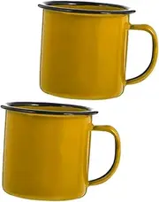 TOYZFRIENDY 2Pcs Vintage Enamel Drinking Cups Lightweight Outdoor Camping Mugs for Coffee Tea Hot Beverages and Smooth Surface for Home Travel and Restaurants