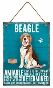 Beagle Dog Hanging Metal Sign rope hanger Approx 27x20cm