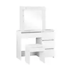 NNEED Dressing Table Stool Set with 12 Bulbs Mirror White