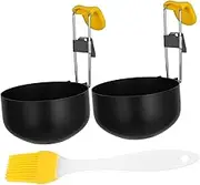 FUNOMOCYA Egg Shaper for Breakfast 2pcs Non-Stick Stainless Steel Molds Small Egg Cooker Ideal for Poached Sandwich Burger