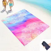 Beach Blanket Sand Proof Waterproof Oversized 100" x 80" Sand Free Mat with C...