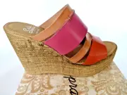 Sotta Sopra Italy Multi Color Leather 'Arancio' Wedge Platform Sandals - 36, NWB