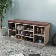 Shoe Storage Bench with 10 Compartments, Entryway Bench for Living Room Bedroom, 103 x 30 x 48 cm, Engineered Wood