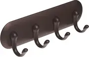 InterDesign York Self-Adhesive Key Rack Organizer for Entryway, Kitchen - 4 Hook, Small, Bronze