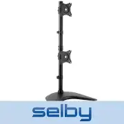 13 - 27" Inch 10kg Vertical Dual 2 LCD Monitor Freestanding Desktop Stand VESA