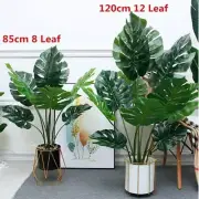 120cm12 Leaf Artificial Large Palm Tree Potted Plastic Tropical Monstera Plants