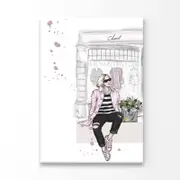 Fashion Girl with Bag Store Art Print 100% Australian Made 100x150cm (Stretched Canvas)