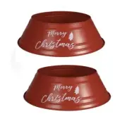 9 x 3 Galvanized Metal Christmas Tree Collar Set Of 2 Red Decor. For Small Tree