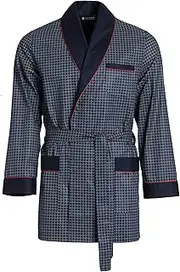 [LEVERIE] Elegant Men's Short Tuxedo Cotton Bathrobe/Dressing Gown with Tie Belt and Pockets - Made in the EU