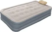 Blow Up Air Mattress, Twin Inflatable Bed, Built-in Pump, Automatic Inflation, Portable Folding Design, Twin Size, Ideal for Guests, Camping Trips, or Travel, 6.5kg 450kg Beige