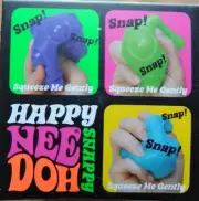 Happy Snappy NeeDoh Squeeze Stress Ball Toy Pink, Purple, Green of Blue HSNB