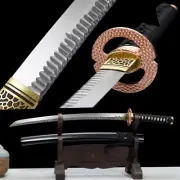 Red Dragon Katana Damascus Steel,Clay Tempered,Stone Pattern Samurai Sword,Sharp