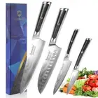 Sunnecko 4PCS Kitchen Knife Set Chef Knife Damascus VG10 Steel Sashimi Slicer