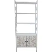 LVD Timber Wood Metal 170cm Bookcase Curved Mandala Shelvung Unit - White