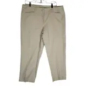 Ann Taylor Loft Original Crop Pants Women's 12 Tan Cropped Flat Front Office