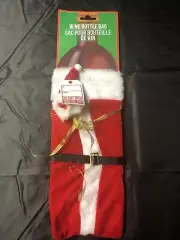 Christmas Santa Suit Wine Bottle Gift Bag With Mini Santa Hat & Gift Tag New