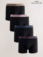 Black Blue/Purple Waistbands 4 pack Signature A-Fronts Boxers (E82760) | $44