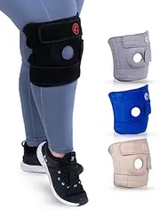 Adjustable Knee Brace Support for Arthritis, ACL, MCL, LCL, Sports Exercise, Meniscus Tear, Injury Recovery, Pain Relief - Open Patella Neoprene Stabilizer Wrap for Women, Men, Kids & Plus Size