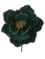 Emerald Green Magnolia Flower Christmas Tree Pick 50cm