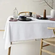 Vintage Design White Gypsy Linen Cotton Tablecloth White 130*180cm