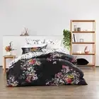 Logan & Mason Dendy Black Quilt Cover Set reversible design -Super King