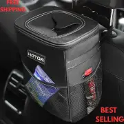 HOTOR Car Trash Can with Lid and Storage Pockets - 100% Leak-Proof Organizer,