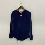 PETER ALEXANDER Ladies Long Sleeve Pyjama Top Navy Blue 3+ 24-26