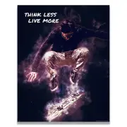 Skateboarding Think Less Live More Motivational Poster Art Print Kids Room Decor