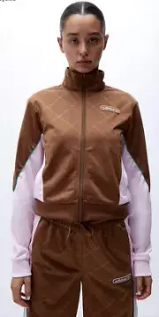 Women’s adidas Retro Luxury Track Suit Pants Jacket Brown Pink Size XS
