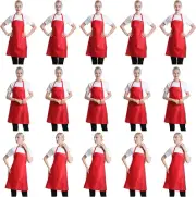 Total 15 PCS Plain Color Bib Apron 2 Front Pocket