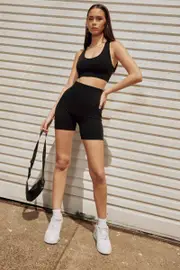Black Seamless Activewear Singlet Top - Size L, Women's Aw Top