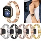 For Fitbit Versa 3/Sense Full Bling Rhinestone Steel Watch Band Bracelet Strap