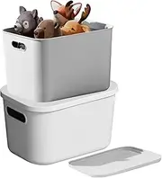 2PCS Storage Boxes with Lids 6L Plastic Storage Box for Shelves Toy Box Organiser with Handles for Desktop Closet Kitchen Bathroom Organiser Plastic Storage Box Storage Boxes For Shelves Storage Baske