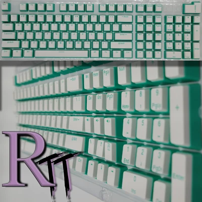 104Pcs Teal Turquoise Pudding Full Size PBT Double Shot Keycaps LED Keyboard