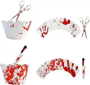 Soochat Halloween Cupcake Toppers Horror Cake Decoration Bloodstain Cake Knife Scissors for Halloween Party Decoration 24 Pcs