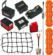RC Crawler Roof Rack Accessories Set Simulation Luggage Net/Fuel Tanks/Shovel/Recovery Boards/Fishing Boxes Tool Case/Antennas Compatible with Traxxas 1/10 TRX4 TRX6/Axial SCX10/Redcat Gen7 Gen8
