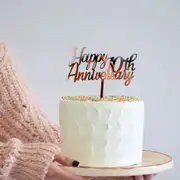 Rose Gold Acrylic 'Happy 10th Anniversary' Cake Topper