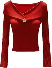 [Generic] Sweaters for Women Knitted Sweater Women's Interior Top Long Sleeves Pullover Jumpers