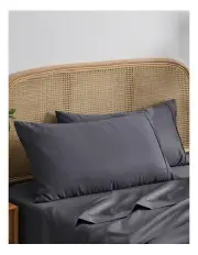 [Dreamaker] 1500TC Cotton Rich Pillowcase Twin Pack in Charcoal